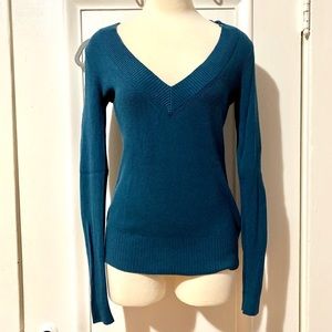 Express Teal V-neck Sweater S